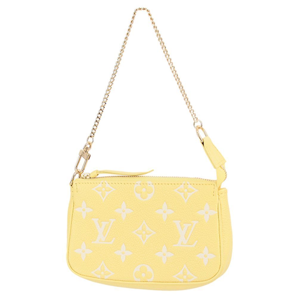 Pochette Accessorie Pouch Monogram Emplant Leather Yellow White Gold Mini